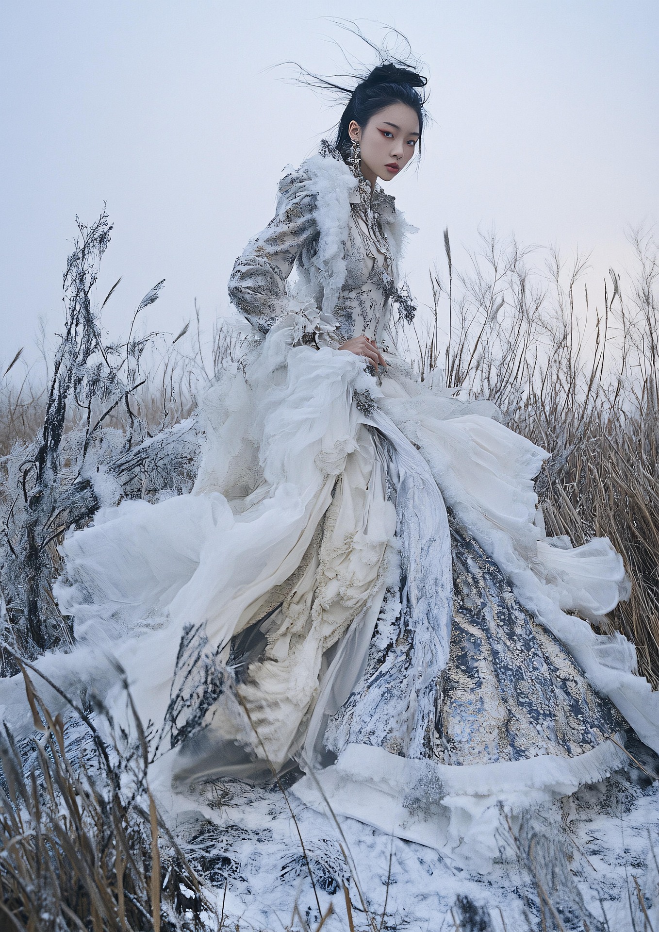 A stylish woman walking on a city street.